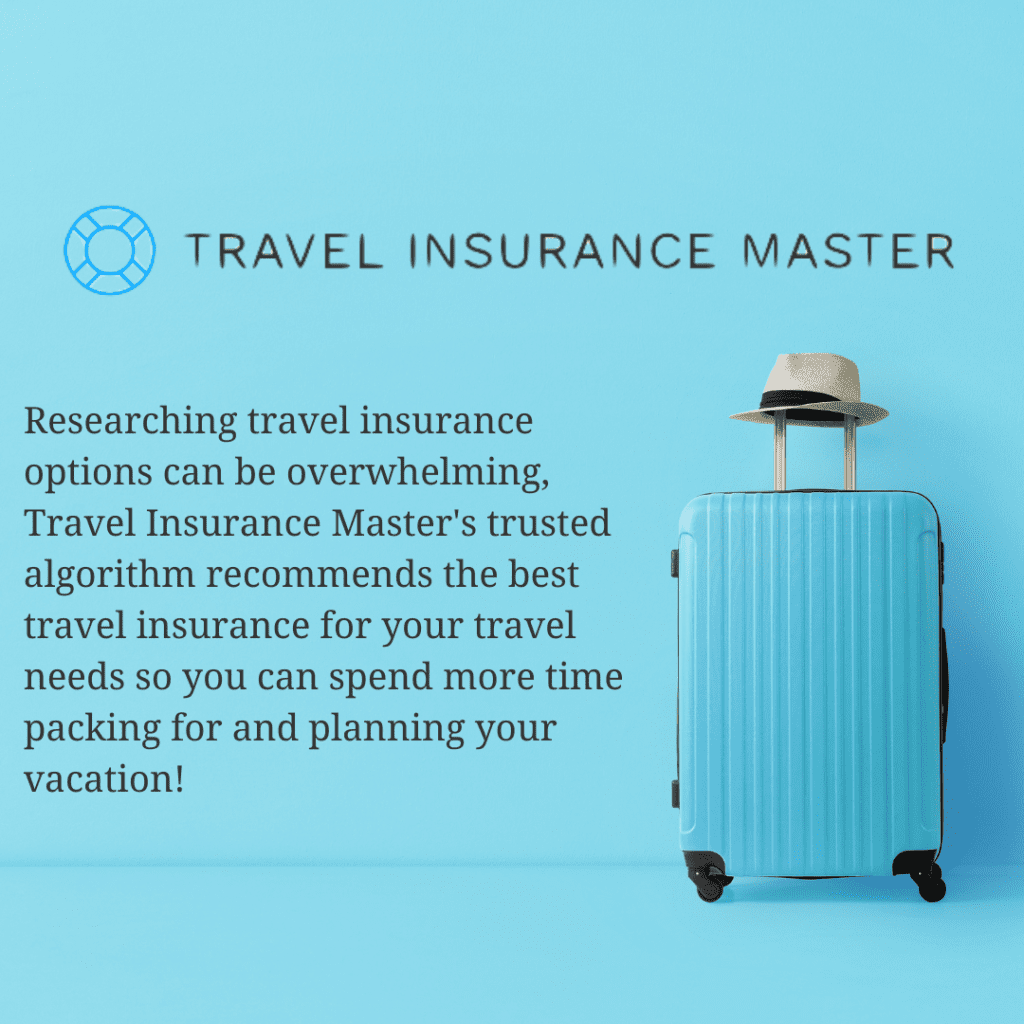 Travel Insurance Masters add why you need travel insurance picture of suitcase with hat on top like a little person