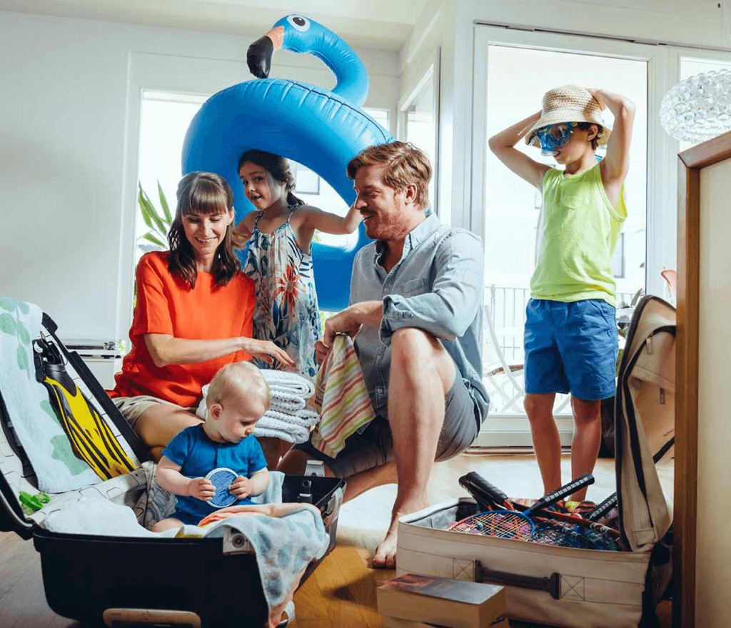 family packing for vacation