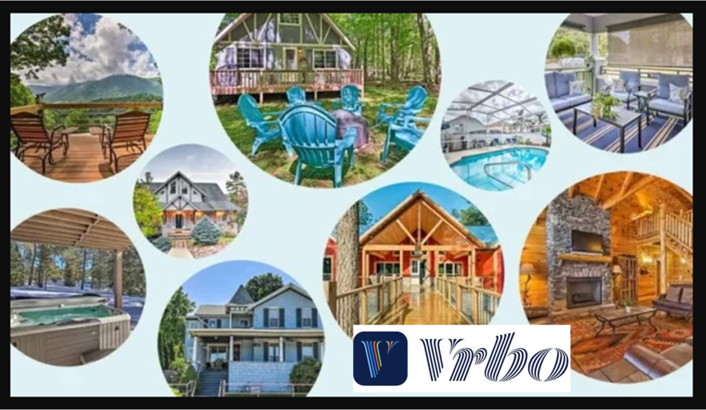 VRBO Vacation Rental collage of different rental homes available from VRBO