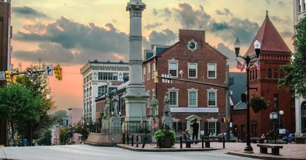 Lancater square PA looking south west down king st towards central market