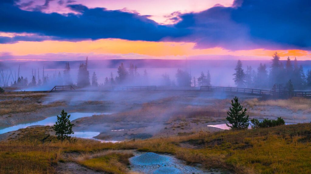 Yellowstone early morning sunrise U.S. Destions for adventure